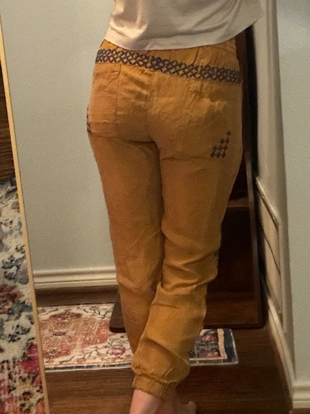 Johnny Was Gemma Pant Marrakesh Jogger Mustard Gold Embroidered NWT Size XS - Picture 16 of 16
